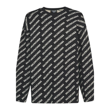 Balenciaga All-Over Logo Sweater – Black & White