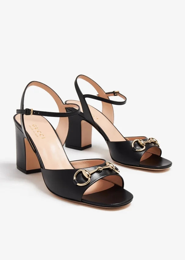Gucci Leather Mid-Heel Sandals