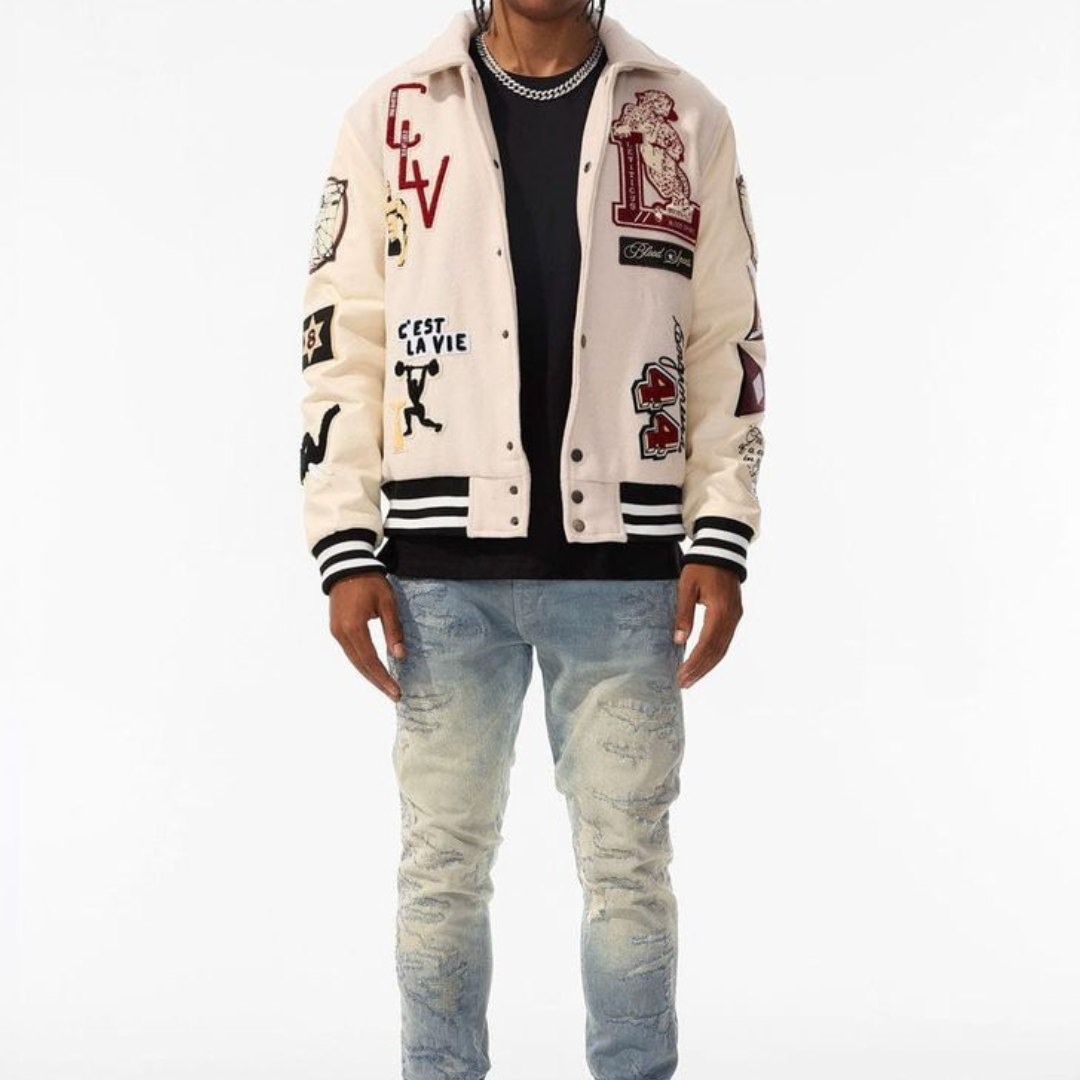 Embroidered Varsity Jacket – “C’est La Vie” Edition
