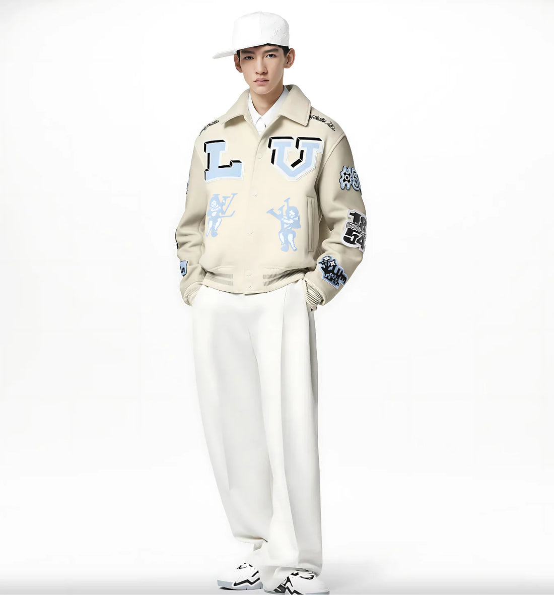 LV Multi-Patches Mixed Leather Varsity Blouson