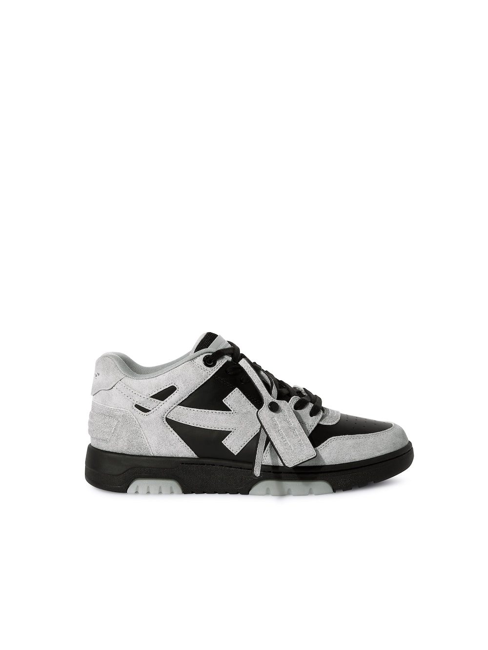 Light gray/black out of office suede