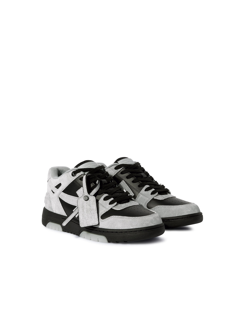 Light gray/black out of office suede